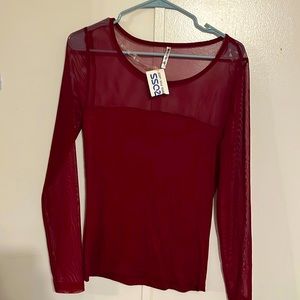 Sheer women’s blouse. Large. Maroon color. By Splash.